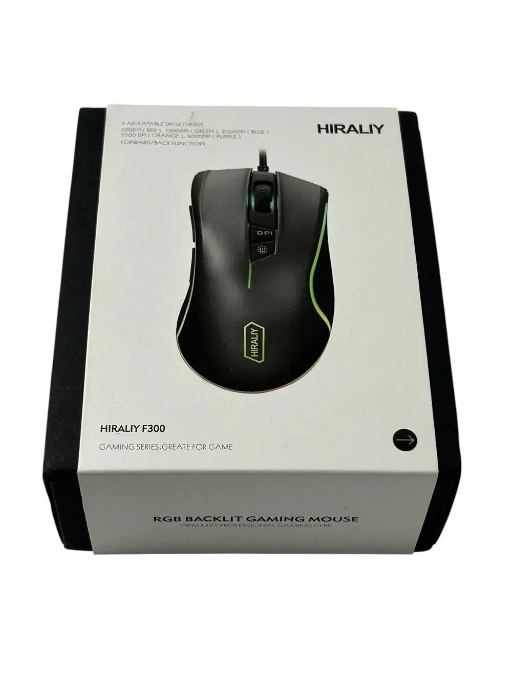 HIRALIY F300 Gaming Mouse Wired RGB Backlit Programmable Buttons 5000 DPI NIB